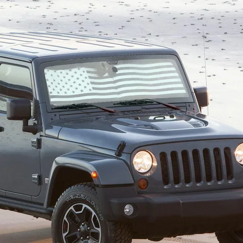Miniatura 6 de Jimen Compatible con Jeep Wrangler TJ JK JKU 1997-2018, bandera de Estados Unidos de América, parasol para ventana de automóvil