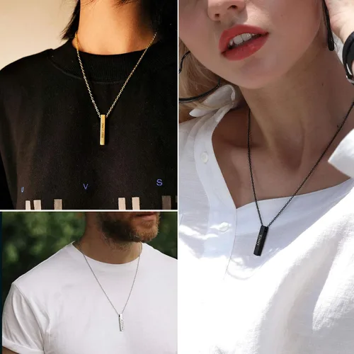 Miniatura 272 de FindChic Collares personalizados con urna para cenizas, barra vertical, gato, luna, reloj de arena, garra de perro, acero inoxidable, chapado en oro