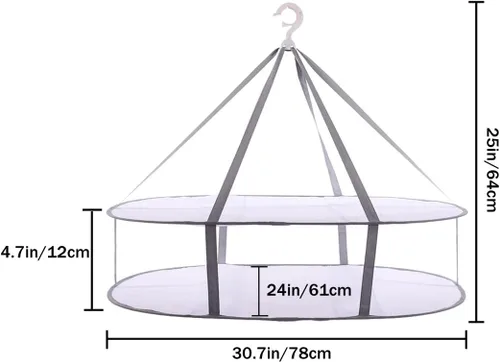 Miniatura 6 de Estante de secado de ropa plegable grande, estante de secado de ropa, estante portátil de secado de suéter, secadora de aire colgante de malla, Gris