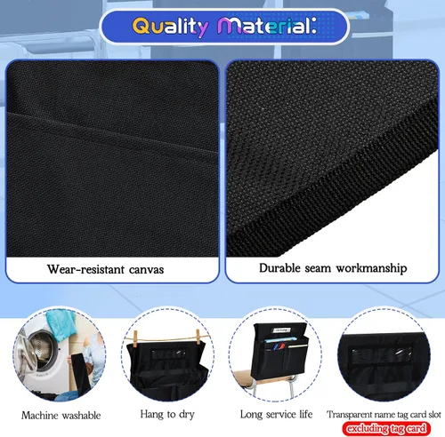 Miniatura 2 de Lewtemi Paquete de 6 bolsillos para sillas de 18 x 17 pulgadas para organizador de bolsillos de aula con 4 ranuras de almacenamiento para sillas sin