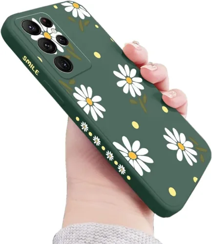 Miniatura 10 de Funda compatible con Galaxy S22 Ultra con bonito patrón de margaritas, protección de lente de cámara, a prueba de golpes, TPU parachoques
