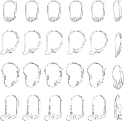 Miniatura 24 de SUNNYCLUE 1 caja de 80 piezas de hallazgos de aretes con cierre de palanca, hallazgos de aretes de aro Huggie, ganchos de oreja con cierre de 1 caja