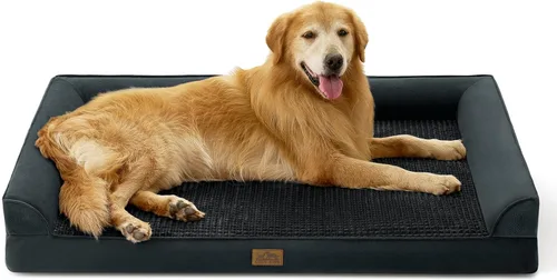 Miniatura 9 de COZY KISS Camas ortopédicas para perros de tamaño grande, sofá XL para mascotas con forro impermeable, sofá de espuma para mascotas de hasta 100 Gris