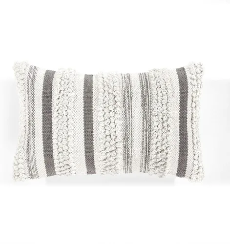 Lush Decor Bria Stripe - Funda de almohada decorativa, 20 pulgadas de ancho x 13 pulgadas de largo, color gris, funda de almohada rectangular,