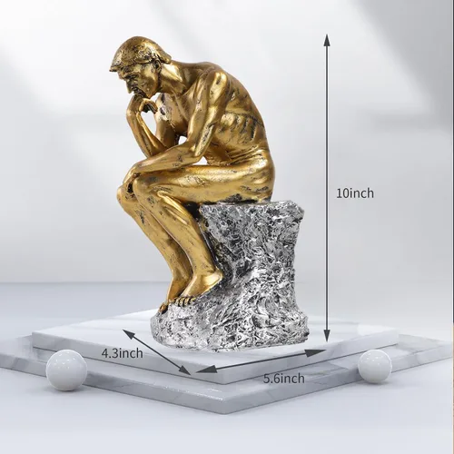 Miniatura 3 de Decoración de estatua de pensador para oficina, escritorio, escultura, acento grande, colección de arte famoso de Rodin, figura de resina, regalos
