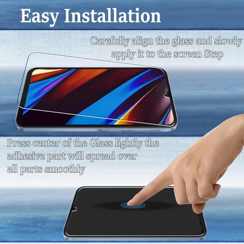 Miniatura 5 de Pokolan Paquete de 3 protectores de pantalla para Samsung Galaxy A15 5G / A15 vidrio templado, sensibilidad táctil, sin burbujas, antiarañazos