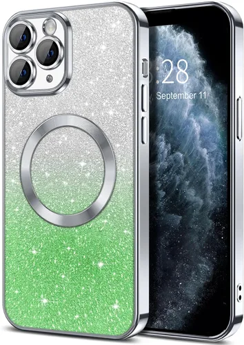 Miniatura 157 de Hython Funda para iPhone 13 Pro transparente con purpurina magnética [compatible con MagSafe] Protector completo de lente de cámara delgado