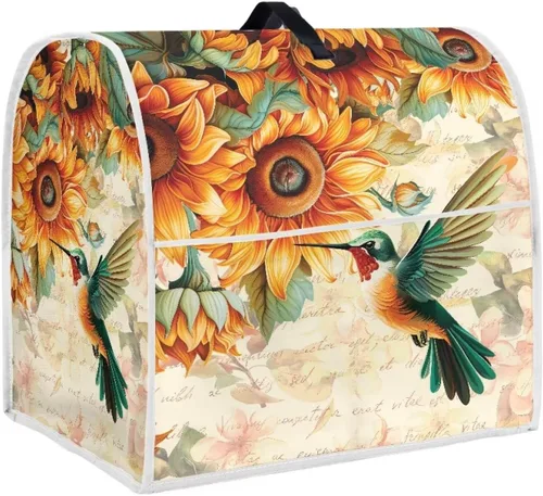 Miniatura 15 de Cubierta para batidora de pie a prueba de polvo con dibujos animados de pollo y flores para el hogar, cocina, decoración con mango y bolsillo