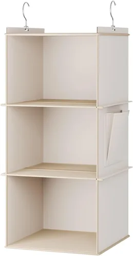 Miniatura 6 de YOUDENOVA Organizador colgante de armario, estantes de almacenamiento colgantes de 3 repisas, beige