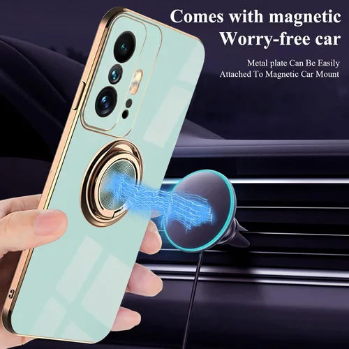 Miniatura 3 de Compatible con Xiaomi 11T Pro Case Ring Holder Magnet Silicone, Xiaomi 11T Pro Phone Case para Xiaomi 11T Funda de silicona delgada blanca cubierta