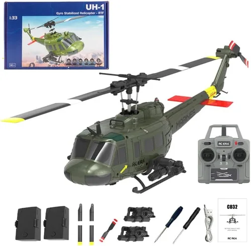 Miniatura 15 de Helicóptero RC 1/48 para adultos, RC ERA C032 UH-1 Huey 2.4G 6CH Gyro estabilizado aeronave de control remoto con retención de altitud y flujo