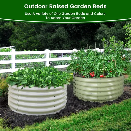 Miniatura 2 de Olle Kits de Camas de Jardín Elevadas de Metal Redondo de 17" de Alto, 42" de Redondo, Camas Elevadas de Plantador para Jardinería, Cama de Flores