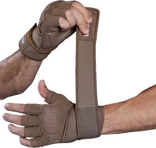 Miniatura 8 de Guantes de entrenamiento para hombres y mujeres, guantes acolchados para levantamiento de pesas en el gimnasio con soporte para muñeca, protección