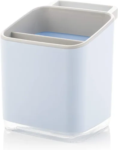 Miniatura 7 de Minky Homecare Organizador de esponja para fregadero con bandeja extraíble, riel para paños y boquilla de drenaje, organizador de huellas pequeñas