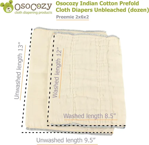 Miniatura 3 de OsoCozy - Pañales de tela preplegados sin blanquear - 100% algodón, duraderos, suaves, absorbentes, sostenibles y económicos, se atenúan, se adapta