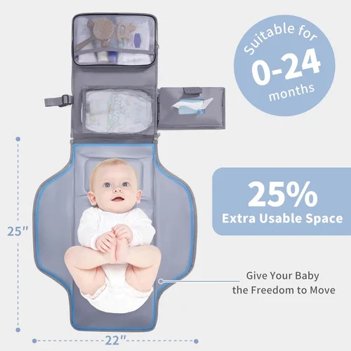 Miniatura 3 de CEICEI - Cambiador de pañales portátil, impermeable, cambiador de pañales para bebé, con bolsillo grande para húmedo/seco y bolsillos elásticos