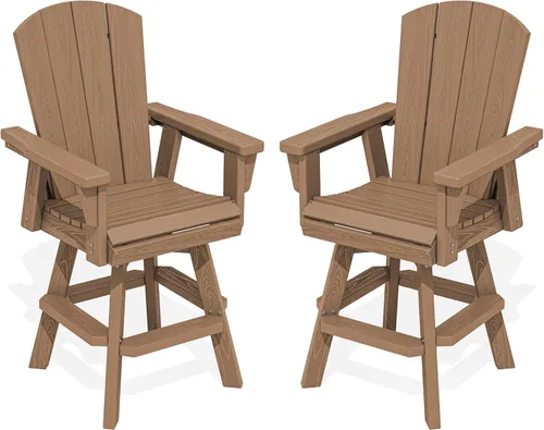Miniatura 13 de SERWALL Silla de bar Adirondack giratoria de HDPE, silla Adirondack giratoria para balcón, taburetes de bar de altura de barra al aire libre