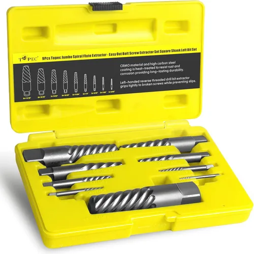 Miniatura 10 de Topec Extractor de tornillos y juego de brocas de mano izquierda - Juego de 18 piezas para una extracción fácil de pernos rotos Extractor