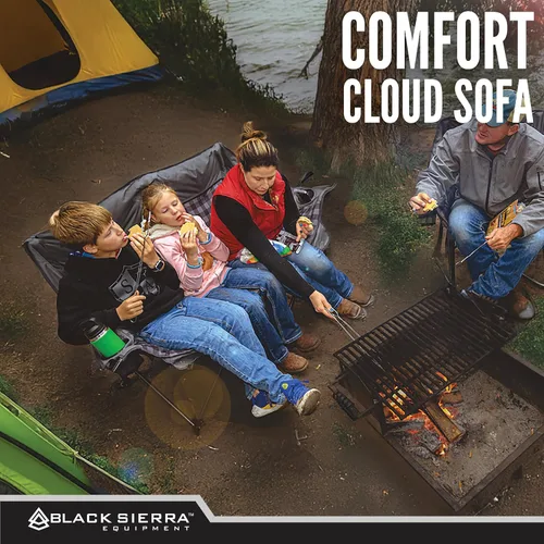 Miniatura 5 de Silla de camping doble Black Sierra para adultos, sillón plegable de gran tamaño con soporte de 600 libras, sofá exterior mullido y acolchado