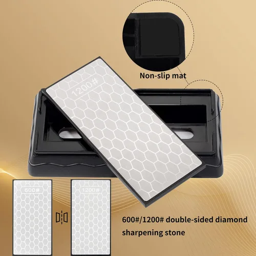 Miniatura 3 de CWOVRS Piedra de afilar cuchillos de diamante de doble cara, placa de afilado de diamante con base antideslizante para tijeras, cuchillos de cocina