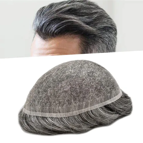 Miniatura 24 de Toupee para hombres completo encaje francés hombres toupee hairpieces 100% europeo cabello humano reemplazo sistema hombres piezas de pelo protesis