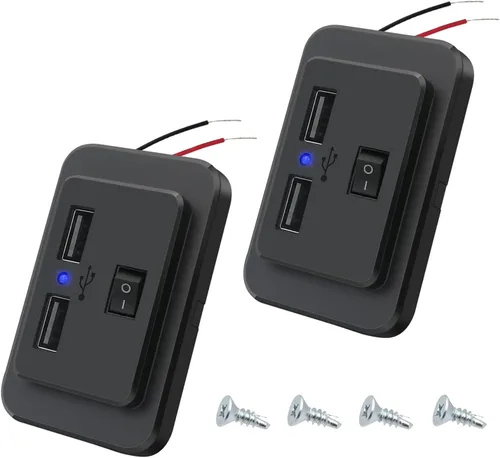 Interruptor de encendido/apagado RV salida USB 4.8A 12V 24V doble toma de corriente USB cargador de pared enchufe para autobús barco ATV vehículo