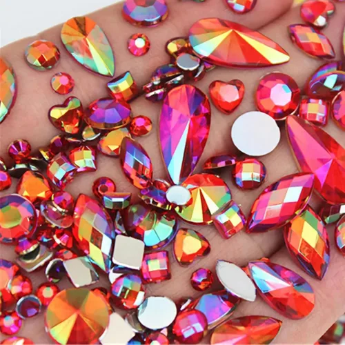 Miniatura 8 de 1000 gemas de cristal AB de diamantes de imitación coloridos, joyas de piedras preciosas acrílicas con parte trasera plana, manualidades para 00