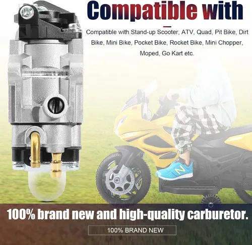 Miniatura 5 de Carburador para motor de 2 tiempos de 33cc 40cc 43cc 47cc 49cc 50cc con entrada de 15mm para Dirt Pocket Rocket, ATV, Scooter, Mini Chopper, Quad