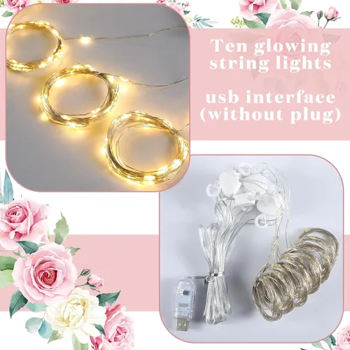 Miniatura 4 de BBTO 2 paneles de cortina de tul blanco con cadena de luces para fiestas, bodas, despedidas de soltera, cortina LED blanca transparente