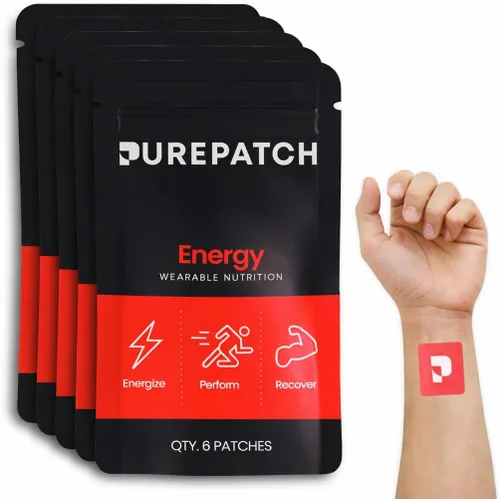 Pure Patch® Energy Patch - Parche tópico inspirado en botánicos con cafeína, aminoácidos y mezcla de electrolitos, formato no ingestible, 30 parches