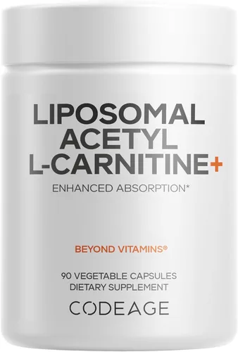 Codeage Suplemento liposomal de acetil-L-carnitina + - 500 mg de acetil-L-carnitina por porción - Suministro para 3 meses, entrega liposomal -