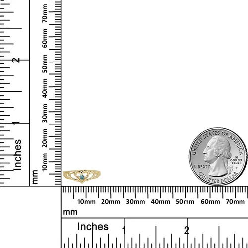 Miniatura 3 de AVORA Anillo de piedra natal de oro amarillo de 10 quilates de 0.079in, todos los 12 meses