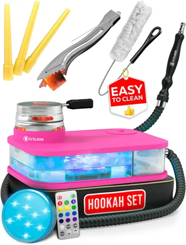 Miniatura 13 de Set portátil de cachimba con todo incluido - Set portátil de cachimba negro para viajes con bolsa plana para cachimba - Kit de cachimba