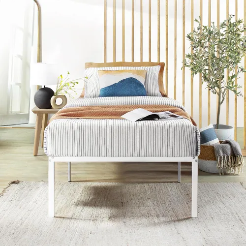 Miniatura 17 de Base de cama metálica de 18 pulgadas Best Price Mattress, con listones de acero de alta resistencia, color blanco, tamaño King