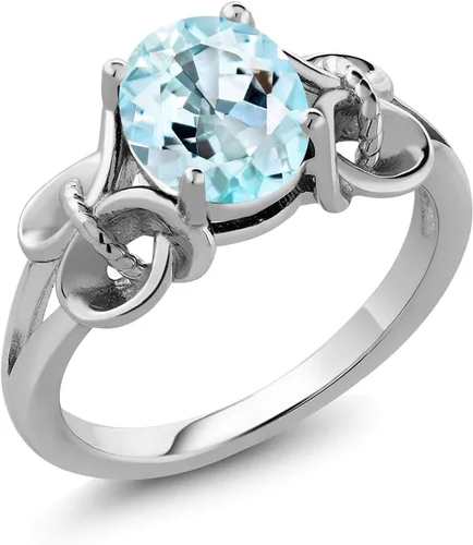 Miniatura 34 de Gem Stone King Anillo de compromiso ovalado con piedra natal para mujer, plata de ley 925, ovalado de 0.354 x 0.276 in, anillo de compromiso
