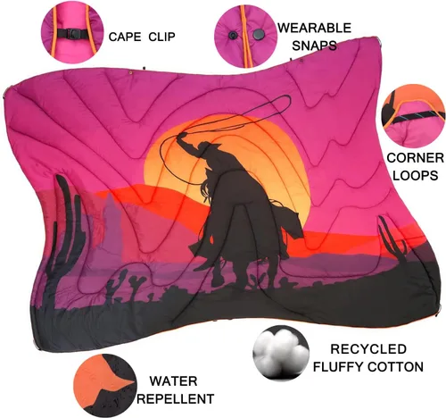 Miniatura 5 de Manta de camping impermeable para viaje, cálida y acogedora manta de picnic para exteriores, viajes y montaña. (vaquero occidental, 78 x 56 pulgadas)