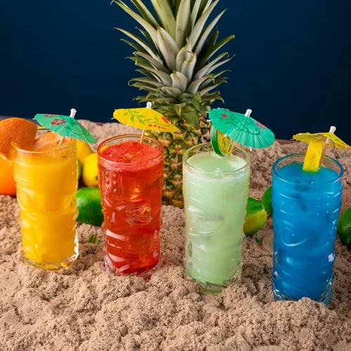 Miniatura 4 de LEMONSODA Vasos Tiki tropicales transparentes, juego de 6 a 15 onzas, perfectos para cócteles exóticos, limonada, té helado, bebidas mixtas, ron