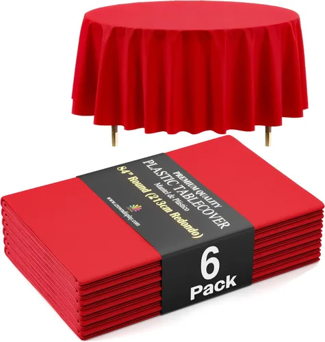 Miniatura 54 de Exquisite 66% Thicker Premium Aqua Round Tablecloth 0.5 Mil 6 Pack Plastic Table Cloth Disposable 84 Inch Round Plastic Tablecloth Won't Tear Easily