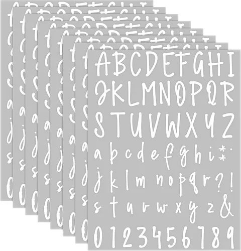 Miniatura 8 de Sepamoon 552 calcomanías de letras, 8 hojas autoadhesivas de vinilo del alfabeto, calcomanías de números de buzón impermeables para manualidades