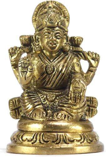 ASHIRWAD Escultura de estatua de ídolo de latón para Diwali Pooja, templo, decoración del hogar, Vastu Laxmi Devi Maa AE000006-18 (Laxmi-18)