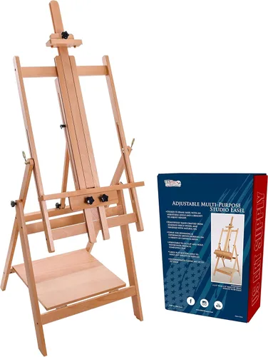 U.S. Art Supply Caballete grande ajustable con marco en H multiusos para artistas, 88 pulgadas de alto, con capacidad para lienzo de 59 pulgadas,