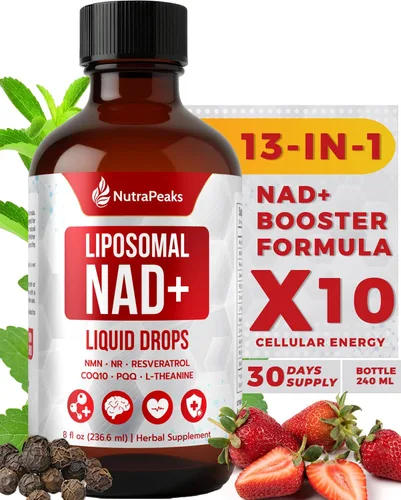Miniatura 9 de Suplemento líquido NAD+ - Suplemento NAD+ de 1000 mg, NAD+ Nicotinamida Riboside Resveratrol Suplementos con PQQ, NAD+ Berry Flavor Sticks
