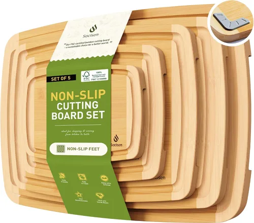 Miniatura 17 de Set de Tablas de Cortar de Bambú con Pies Antideslizantes para Sobre el Fregadero Regalos Mejor Mamá Mejor para Mamá Adicional Mamá Ocupada de Marrón