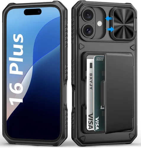 Miniatura 34 de BXYJY Funda tipo cartera para iPhone 15 Pro con tarjetero (4-5 tarjetas) y cubierta deslizante para cámara y soporte, protección contra caídas