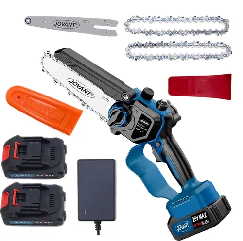 Miniatura 10 de Mini motosierra inalámbrica de 6 pulgadas y 8 pulgadas, motor sin escobillas de 1000 W, motosierra portátil ligera de mano, 4.0 Ah de gran