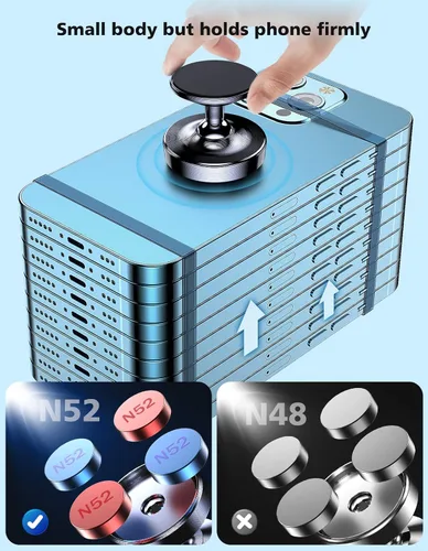 Miniatura 2 de Paquete de 2 soportes magnéticos para teléfono para automóvil, imán fuerte, soporte magnético para teléfono, rotación de 360°, imán de teléfono