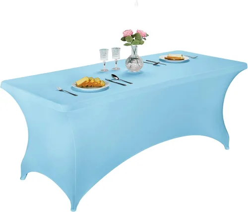 Miniatura 71 de LZY Cubierta de Mesa Elástica Ajustable de Spandex para Mesa Plegable de 6 pies, 4 pies o 8 pies, Mantel de Cóctel Rectangular, Perfecto para Champn