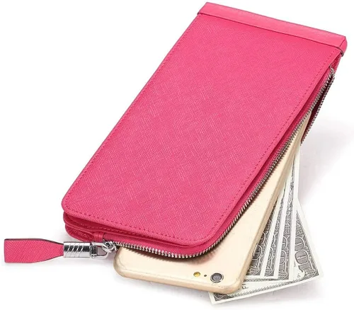 Miniatura 5 de Huztencor cartera de cuero con bolsillo para tarjeta de crédito bloqueo RFID, billetera, funda para tarjetas para mujer