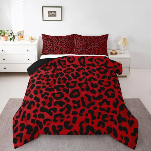 Miniatura 59 de Erosebridal Juego de edredón con estampado de leopardo, tamaño individual para niños, edredón de guepardo occidental, negro y gris, juego de ropa