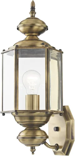 Miniatura 14 de Livex Lighting 2006-02 Basics - Farol de pared para exteriores, 1 luz, latón pulido